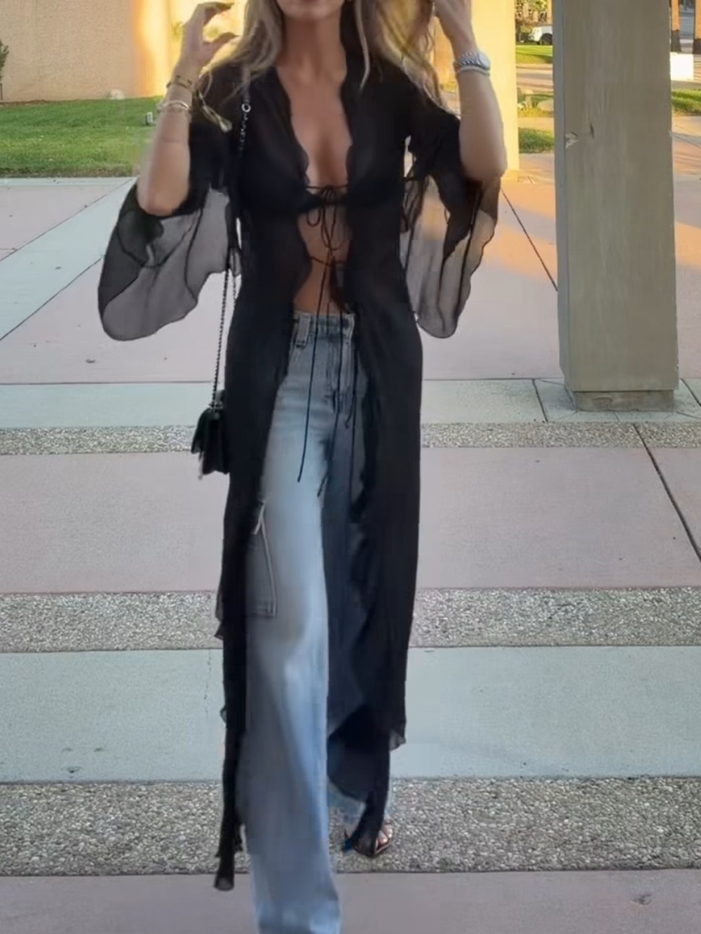 Sheer Black Maxi Duster